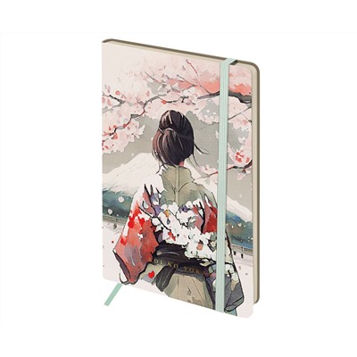 Записная книжка А5 80л. ЛАЙТ, кожзам, Greenwich Line "Sakura. Wise beauty", с резинкой, тиснение фольгой, блок в линию