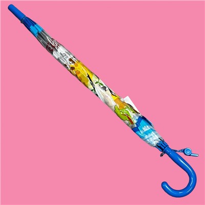 Зонт-трость детский прозрачный с рисунком полуавтомат Арт 603/5