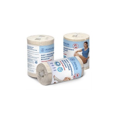 БП Бинт медицинский эластичный вязаный "Польза", средней растяжимости, 3,0м x 12см (хлопок 77%)