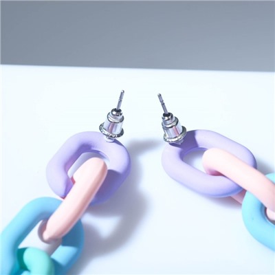 Серьги пластик «Цепь» 7 звеньев, цветные матовые