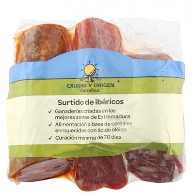 Lote de embutidos ibéricos de cebo Calidad y Origen Carrefour (3x275g) 825 g