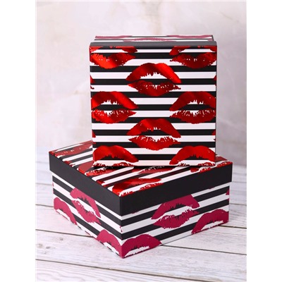 Набор подарочных коробок 3 в 1 «Kiss of passion», 15*15*6.5-17*17*8-19*19*9.5