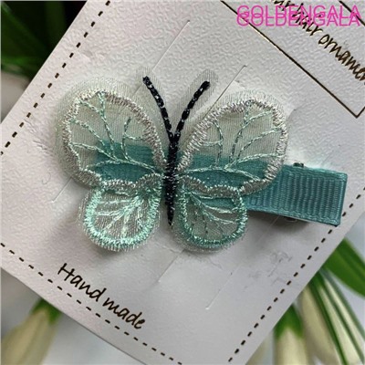 Заколка-уточка для волос с бабочкой из органзы детская 5,5 см УТ14 тип 3