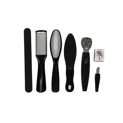 УЦЕНКА Набор педикюрный, 7 предметов, (10 лезвий), чёрный