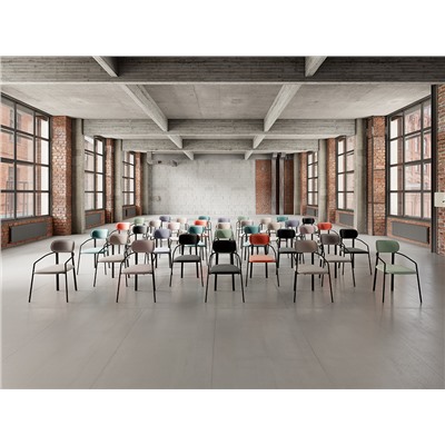 Стул Ror, Round, велюр, черный/темно-красный