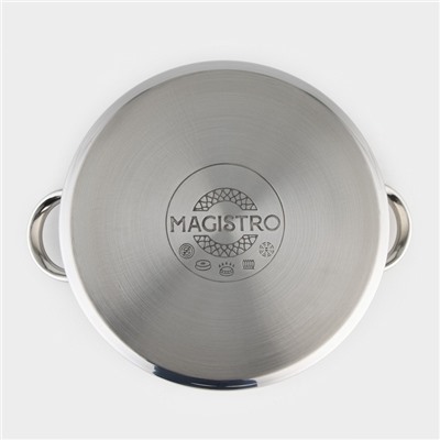 Кастрюля Magistro Grande, 5.5 л, металлическая крышка, капсульное дно, индукция, нержавеющая сталь