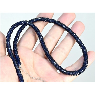 Бусы из натуральной Шпинели синей огранка, 48см, 53г.