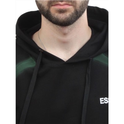 2649 BLACK/GREEN Толстовка мужская (75% хлопок, 20% полиэстер, 5% спандекс)