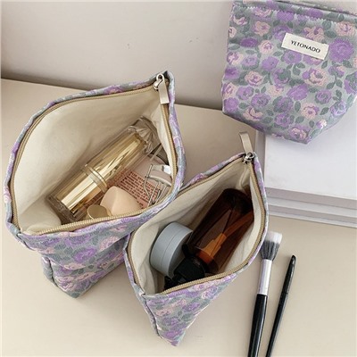 Fresh cosmetic bag, cloth, handheld travel bag, underwear, liner, flowered