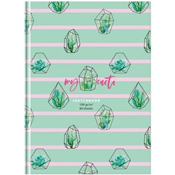 Скетчбук 80л., А5 BG "My cacti", 7БЦ, матовая ламинация, 100г/м2