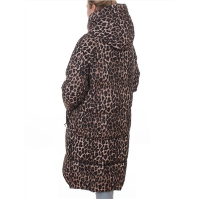 24-801 BROWN/LEOPARD Пальто зимнее женское (200 гр. холлофайбер)