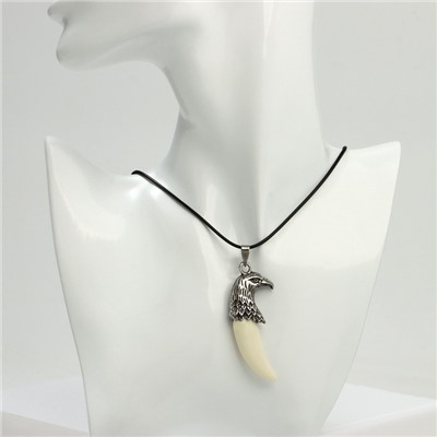 Кулон «Коготь орла», белый в серебре на чёрном шнурке, 45 см