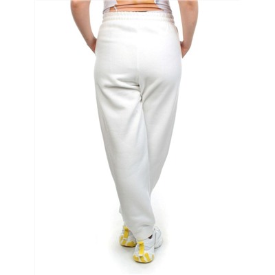 M031 WHITE Брюки спортивные женские на флисе (100% хлопок) 7986