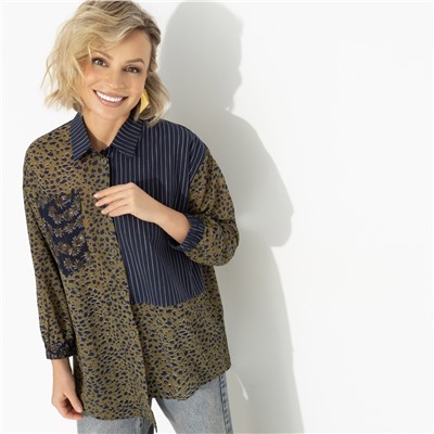 Рубашка асимметричного кроя, Жемчужина образа (green)