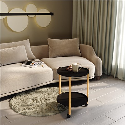 Сервировочный столик SHT-CT62
                        черный муар / светлый орех