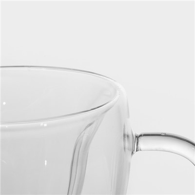 Кружка с двойными стенками Magistro «Сердце», 250 мл, стекло, прозрачная