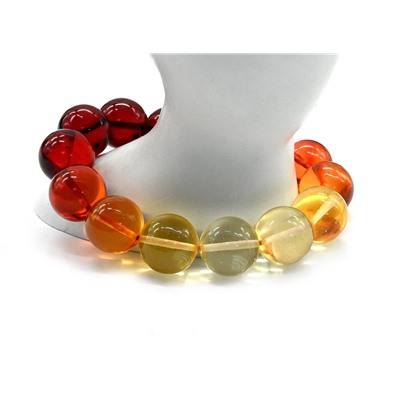 Браслет из янтаря шарик 16мм радуга лимонно-вишневый