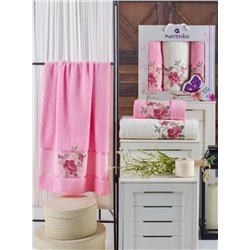 Набор полотенец махровых Dreams Flower Merzuka<3 предмета 50*90-2шт+70*140, розовый> (арт.10677, 10678)