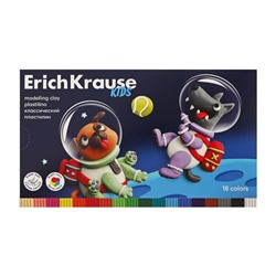 Пластилин 18 цветов, 324 г, ErichKrause "Kids Space Animals", со стеком, в картонной упаковке
