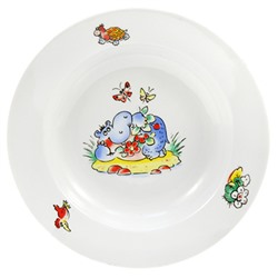 Набор посуды фарфоровый "Зоопарк" 3 предмета: кружка 210мл, тарелка мелкая д200мм, тарелка глубокая д200мм, форма "Русское поле" (Россия)