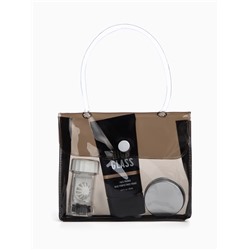 Косметичка на кнопке для бассейна, маленькая, с ручкой, чёрная/прозрачная