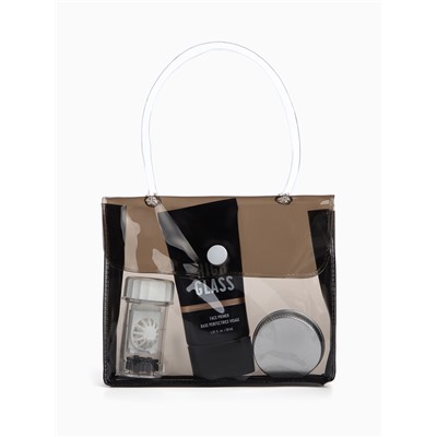 Косметичка на кнопке для бассейна, маленькая, с ручкой, чёрная/прозрачная