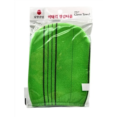 Bath Towel Мочалка-варежка для душа с пилинг-эффектом, уплотненная, зелёный