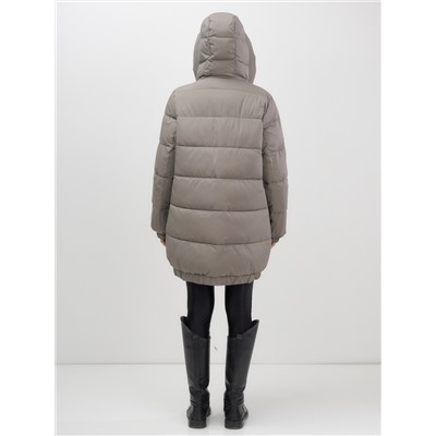 Куртка женская зимняя на резинке большого размера коричневого цвета 7619K