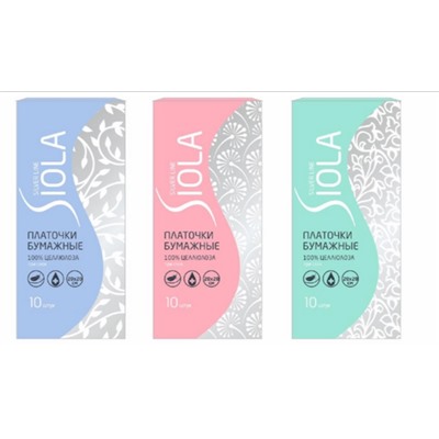 Платочки бумажные 3сл (уп.10шт) SIOLA Silver