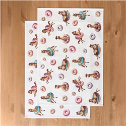 НАБОР ПОЛОТЕНЕЦ ИЗ 2ШТ "ЛОШАДЬ В ПОНЧИКАХ",БЕЛЫЙ,40Х60СМ ТВИЛ,100% ХЛОПОК