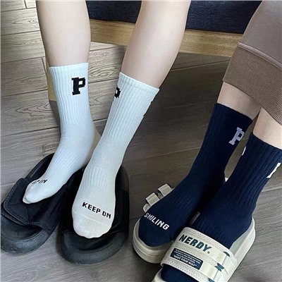 Sports summer keep warm brand knee socks for leisure for men and women for beloved, Korean style, mid-length