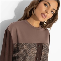 Свитшот с эффектом многослойности, Стиль по-взрослому (браун, нью)