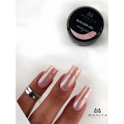 Manita Professional Гель моделирующий для ногтей с хлопьями юки / Builder Gel Moonlight №03, 15 мл
