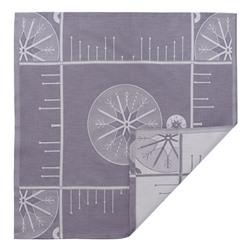 Салфетка из хлопка фиолетово-серого цвета с рисунком Ледяные узоры, New Year Essential, 53х53см