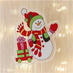 Наклейка на стекло «Снеговик с машинкой», 10×13 см