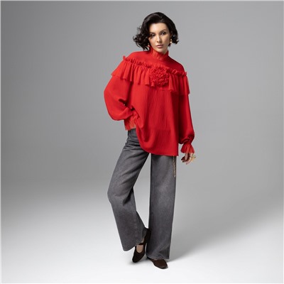 Блуза трендовая, Мелодия сердца (красная)