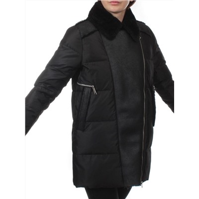 033 BLACK Куртка зимняя облегченная женская (холлоффайбер 150 гр., искусственная дубленка)