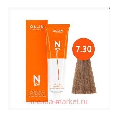 OLLIN "N-JOY" 7/30 – русый золотистый, перманентная крем-краска для волос 100мл
