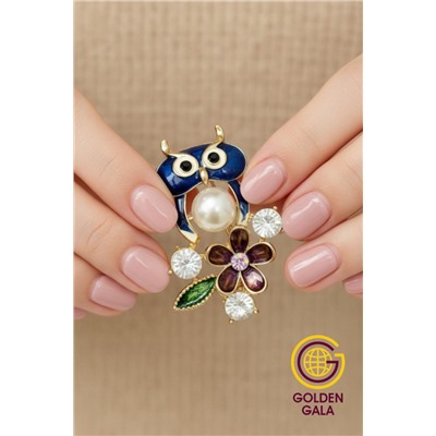 Брошь совушка с жемчугом БР4/1