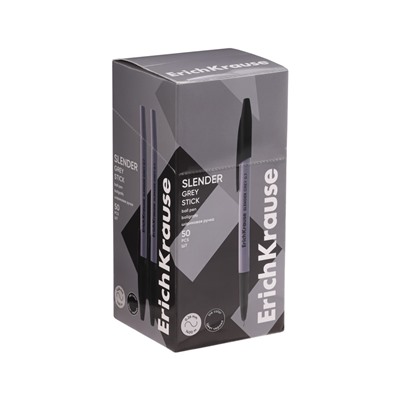 Ручка шариковая ErichKrause Slender Stick Grey, Super Glide, 0.7 мм, чёрная