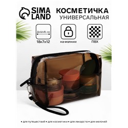 Косметичка на молнии, с ручкой, цвет чёрный/прозрачный