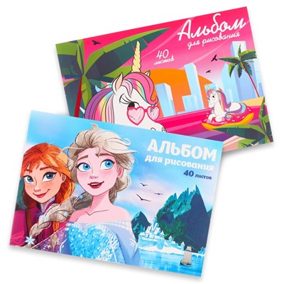 Альбом для рисования 40 листов, 2 штуки, на склейке Disney