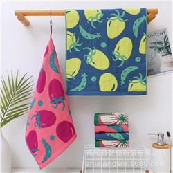 Zhiyang towel, four-layer cotton jacquard gauze cherry tomato flower square towel, soft absorbent kitchen towel factory price wholesale