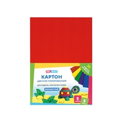 Картон цветной А4, ArtSpace, 5л., 5цв., гофрированный, волнистый, в пакете