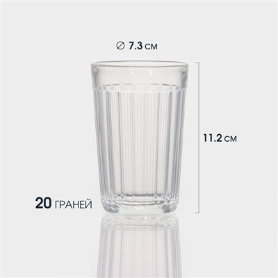 Стакан 250 мл, гранёный, стекло, прозрачный