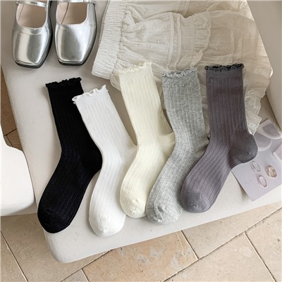 Cotton summer thin knee socks, sandals, mid-length