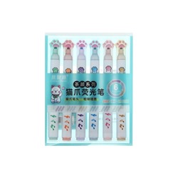 Набор маркеров-текстовыделителей «Лапки», 6 цветов, скошенный наконечник, узел 5 мм