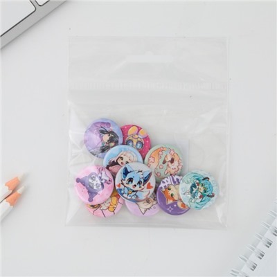 Значок металлический, закатной «Аниме», d=2.5 см, МИКС