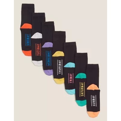 7pk School Days of the Week Socks