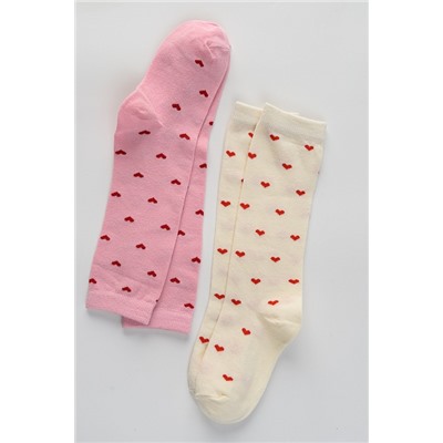 Детские гольфы Любимка (набор 2 пары) / экрю, розовый